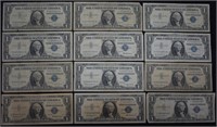 1957 $1 One Dollar Silver Certifivates; 12 Pcs.