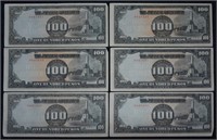 WWII Japan Inv. Money $100 Dollar Pesos; 7 pcs.