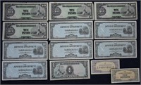 WWII Japan Invasion Money; 13 pcs.