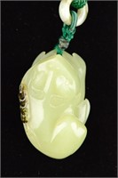 Chinese Celadon Hardstone Carved Cash Toad Toggle