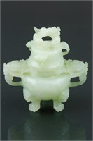 Chinese Fine Carved White Hardstone Dragon Censer