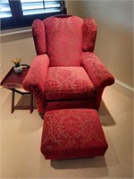 Anteks Upholstered Wing Back Chair with Ottoman