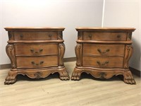 Claw Foot Wooden Nightstand Pair