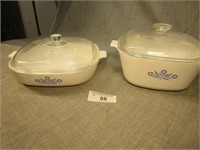 Two Corning Ware Cornflower Blue Casserole