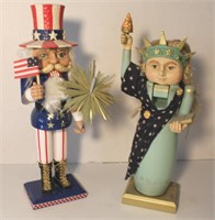 Pair Unique Patriotic Wooden Nutcrackers