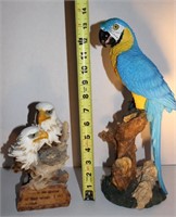 Cast Resin Parrot and Eagle figurines