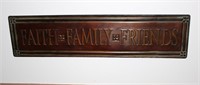 Faith Family Friends embossed copper tone sign 30"