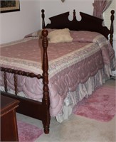 Queen size cherry finsh poster bed by Vaughan