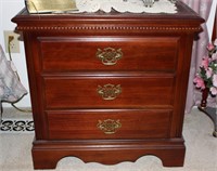 Cherry finish two drawer nightstand by Vaughan