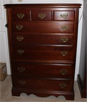 Cherry finish 5 drawer tall chest by Vaughan