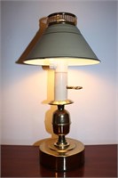 brass plated mini lamp w tole shade