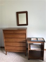 Bassett Dresser, Mirror, Stand, Prints