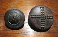 Two N.R. Co Hard Rubber Buttons