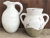 2 White Ceramic Pots