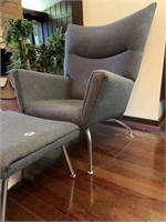 Grey Modern Chair & Ottoman