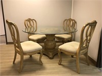 Glass Dining Table & 4 Chairs (Matches Lot 15)