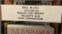 1000 rounds of 45 cal 230 gr cartridges in ammobox