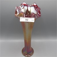 Fenton 9" RED Fine Rib vase