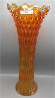 Fenton 18.5" marigold Rustic Funeral vase- DARK!!