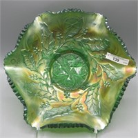 Millersburg 10" green Holly Whirl bowl