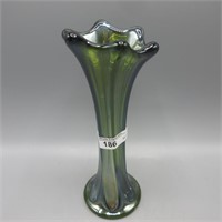 Imp. 7" olive green Morning Glory vase