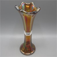 Imp. 6.75" smokey amber Morning Glory vase