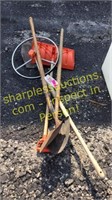 Yard marker wheel, shovels, yard tools