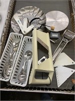 Spoons, steamer, scale, grater, etc