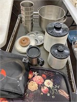 Strainer, lids, canisters, mug, tray, etc