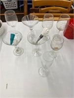 Martini, wine, champaign glasses, wine stops