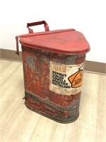 Vintage Industrial Oil Rag Metal Waste Can