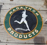 Marathon products enamel round sign 11 3/4"