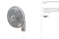 Lasko 16 in. 3-Speed Oscillating Wall-Mount Fan