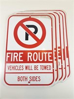 Fire Route Street Signs (x5) (12" x 17 3/4")