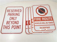 Fire Route & Reserved Parking Street Signs (x5)