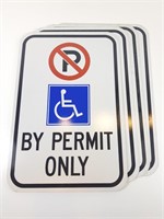 By Permit Only Parking Signs (x4) (12" x 17 3/4")