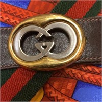 Gucci unisex canvas/leather belt size 36