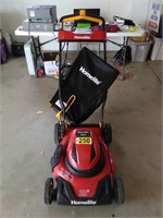 Homelite Electric Mower with Bagger Working