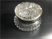 Vintage Cut Glass Hinged Powder Jar / Box
