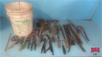 Pail of Misc. Tools, Pliers, Hammers,