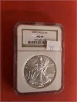 SILVER EAGLE  MS 69 GRADED 2007  NGC