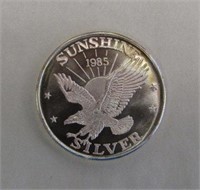 1oz .999 Fine Silver Round - 1985 Sunshine