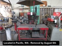 18" ABRASIVE CHOP SAW MOUNTED ON 52" STEEL TABLE,