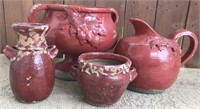 4 Red Ceramic Pots