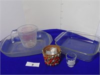 Pyrex Dishes, measuring cup and 8 x 8