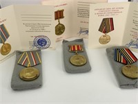 3 Russian Medals with Booklets
