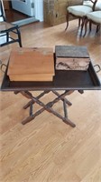 Serving tray and stand lap desk and bread box