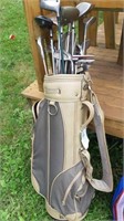 Right handed golf clubs and bag