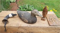 Carved decoy and decorative lot & box