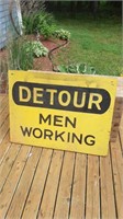 Vintage detour men working wooden sign